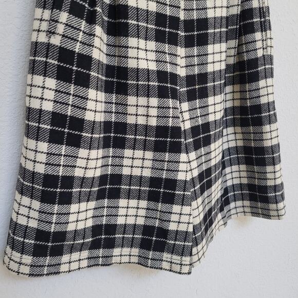 Vintage Gap Wool Plaid Shorts Womens Large Black Cream Bermuda High Waist - Picture 11 of 14